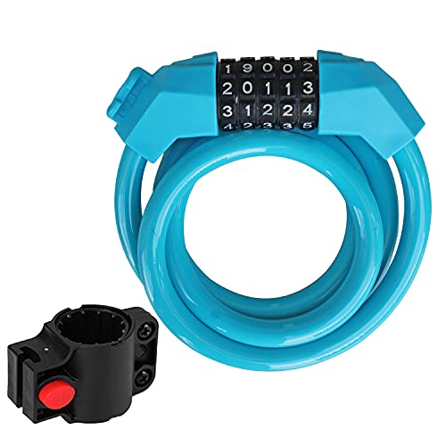 Image of NIKAVI M3 Bicycle Five-Digit Code Lock - Mountain Bike Color Wire Security Anti-Theft (Blue)
