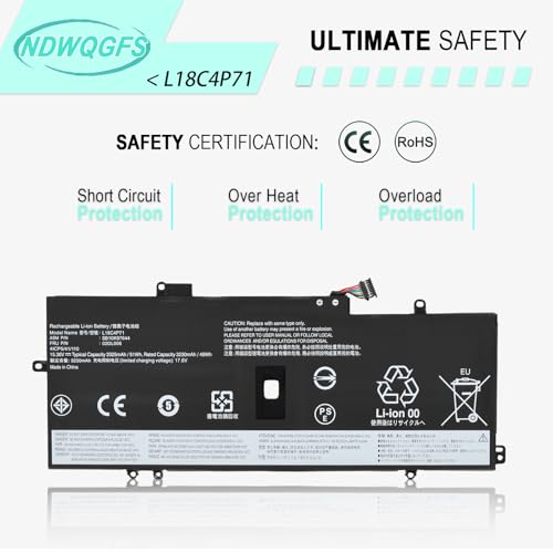 Image of L18C4P71 Laptop Battery for Lenovo ThinkPad X1 Yoga 4th /5th Gen & X1 Carbon 7th /8th Gen Compatible with L18L4P71 L18M4P72 02DL005 02DL006 SB10K97642 SB10K97644