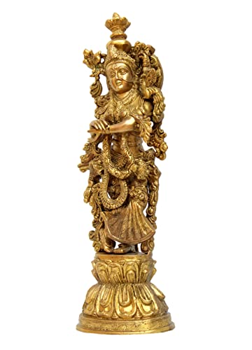 Estatua grande de Radha Krishna de latón 21 pulgadas miniatura 5