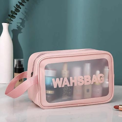 VEHTRI Women Zipper Makeup Beauty Bags Transparent Make Up Organizer Storage Bath Toiletry Wash Bag Travel Waterproof Cosmetic Bag, PU PVC Cosmetic Makeup Pouch for Women 2 41WDtCyV5NL. SL500
