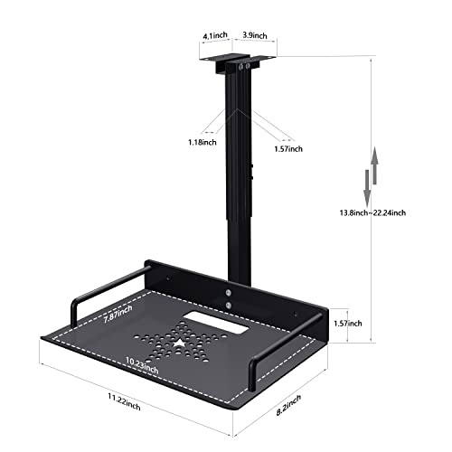 Jgpin Universal Ceiling Mount With Tray, 11.4-22 Inches Adjustable, No Hole Installation, Aluminum Alloy, In-Tube Cable Routing, Universal Ceiling Mount For Projector/Camera thumb #1