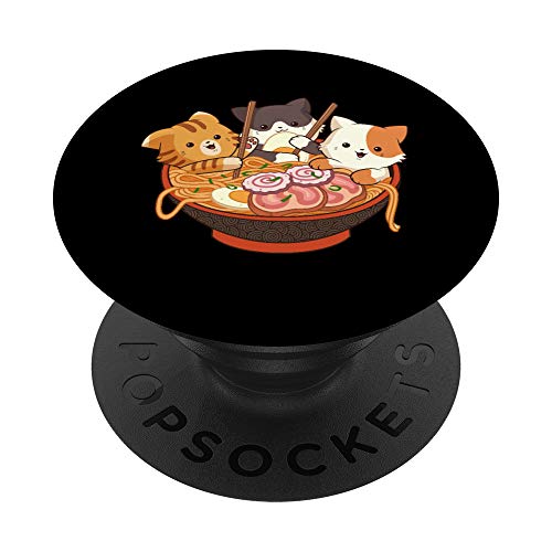 Kawaii Cute Anime Cats Otaku Japanese Ramen Noodles Gift PopSockets PopGrip: Agarre intercambiable para Teléfonos y Tabletas