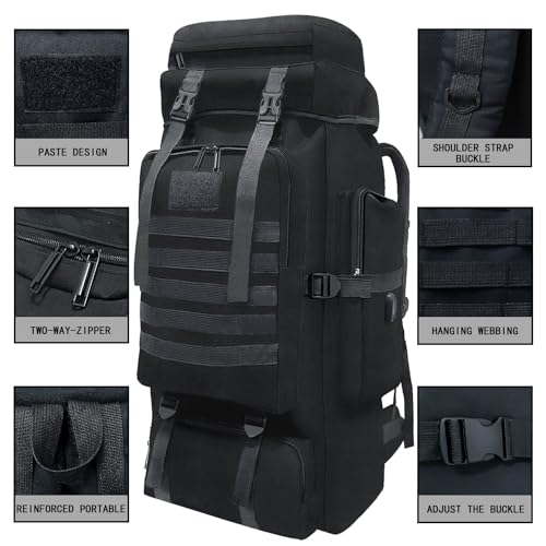 Wesoke 80L 100 liters Camping Hiking Backpack for Men, Extra Large Survival Hunting Backpack, Waterproof Big Molle Military Tactical Rucksack, Oversized Outdoor Sport Travel Daypack - Image 5