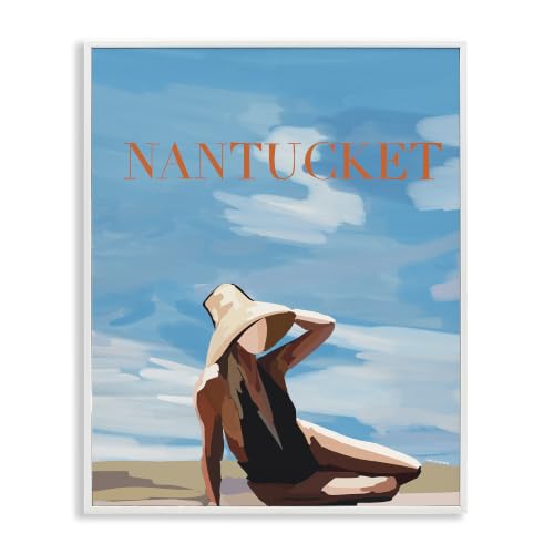 Nantucket Summer Beach Girl Coastal, 16 x 20 Inch Framed Giclée Print