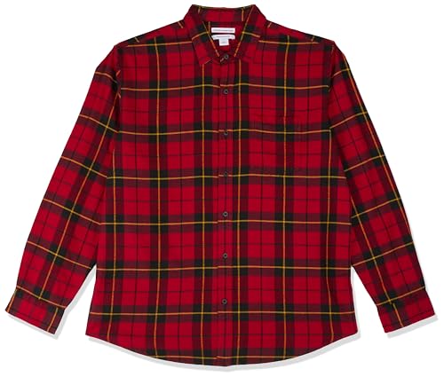 Amazon Essentials Camisa de franela, manga larga (Disponible en Tallas Grandes) Hombre, Negro Rojo Amarillo Cuadros …