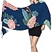 Women Large Shawl Wrap Scarf,Cactus Flowers Mint Coral Navy Soft Cashmere Feel Winter Long Blanket Scarf 71x27inch
