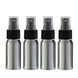 Furnido 1 oz Aluminium Essential Oil Spray Bottle Refillable Perfume Fine Mist Atomiser Empty Beauty Metal Spray Bottles Cosmetic Packaging Container Travel subpackage Bottles 4-Pack (Black Caps)