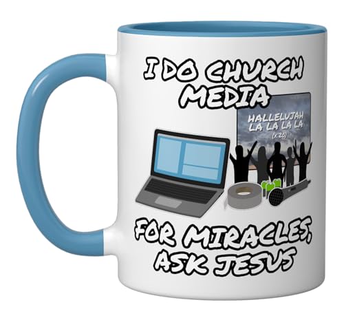 Taza de cerámica azul y blanca 11 oz con diseño humor cristiano miniatura 1