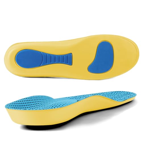OSDUE Plantillas Ortopédicas, Plantillas Para Soporte del Arco Alivio Eficaz de Fascitis Plantar, Espolón Calcáneo, Juanetes, Pies Planos, Dolor De Pies, Para Hombres y Mujeres (Amarillo, 43-44)