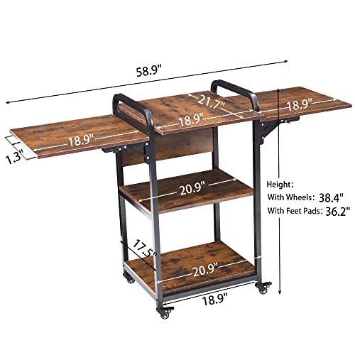 Bettahome Heat Press Table Transfer Sublimation Cart Stand, 3 Level Shelving With Rolling Wheels, Heavy Duty Accessory, Rustic Brown Bt002 #TOP2