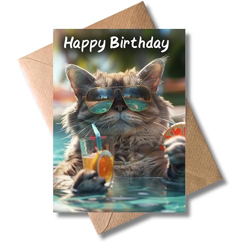 WBdesignz Geburtstag Karte mit Umschlag - Lustige Geburtstagskarte “Happy Birthday” Glückwunschkarte Coole Geschenkkarte zum Geburtstag Happy Birthday Karte (DIN A6)