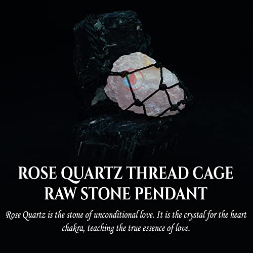 Image of REMEDYWALA Charged Energized Raw Stone Thread Cage Wrapped Pendant | Raw Stone Thread Cage Wrapped Pendant for Women and Men