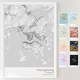 Mapdify Hongkong personalisiertes Stadtposter, dein Lieblingsort als Wandposter, Karte deiner Stadt, personalisiertes Andenken an Hongkong – Stil: Studio