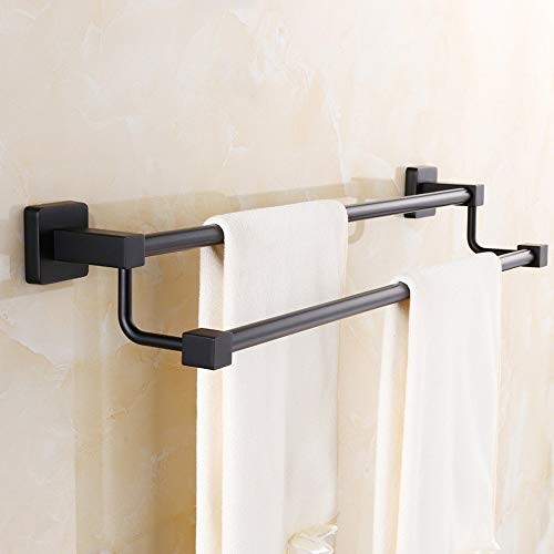 Rack-serviette extension noire double LWX en acier inoxydable mural