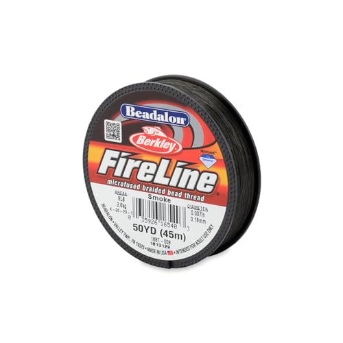 Beadalon FireLine Microfused Braided Beading Cord Thread, Smoke - 88LB/50YD