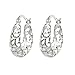 Sterling Silver Filigree Flower Ring Hoop Huggie Hoop Earring (18mm)
