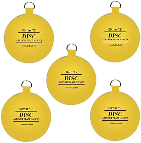 Disc Plate Hanger for Walls- Strong Invisible Plate Holder of Size 75mm -Pack of 5 Self Adhesive Stick on Hooks for Picture Plate Hanging Wall Plate Holder Decoration Plate Hanging Disk.