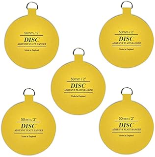 Disc Plate Hanger for Walls- Strong Invisible Plate Holder of Size 75mm -Pack of 5 Self Adhesive Stick on Hooks for Picture Plate Hanging Wall Plate Holder Decoration Plate Hanging Disk.