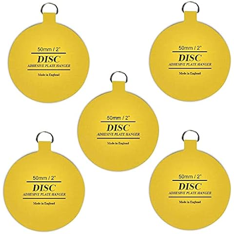 Disc Plate Hanger for Walls- Strong Invisible Plate Holder of Size 50mm -Pack of 5 self Adhesive Stick on Hooks for Picture Plate Hanging Wall Plate Holder Decoration Plate Hanging Disk Cover