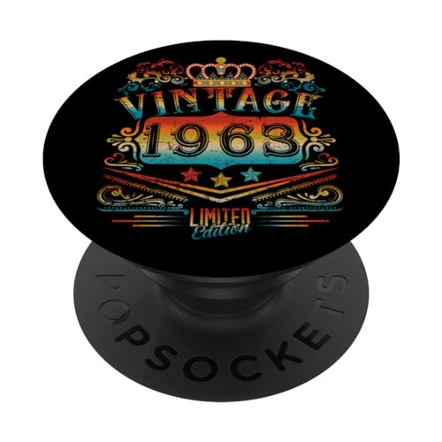 Regalos de 61 años vintage 1963 61 hombres mujeres 61 cumpleaños PopSockets PopGrip Intercambiable