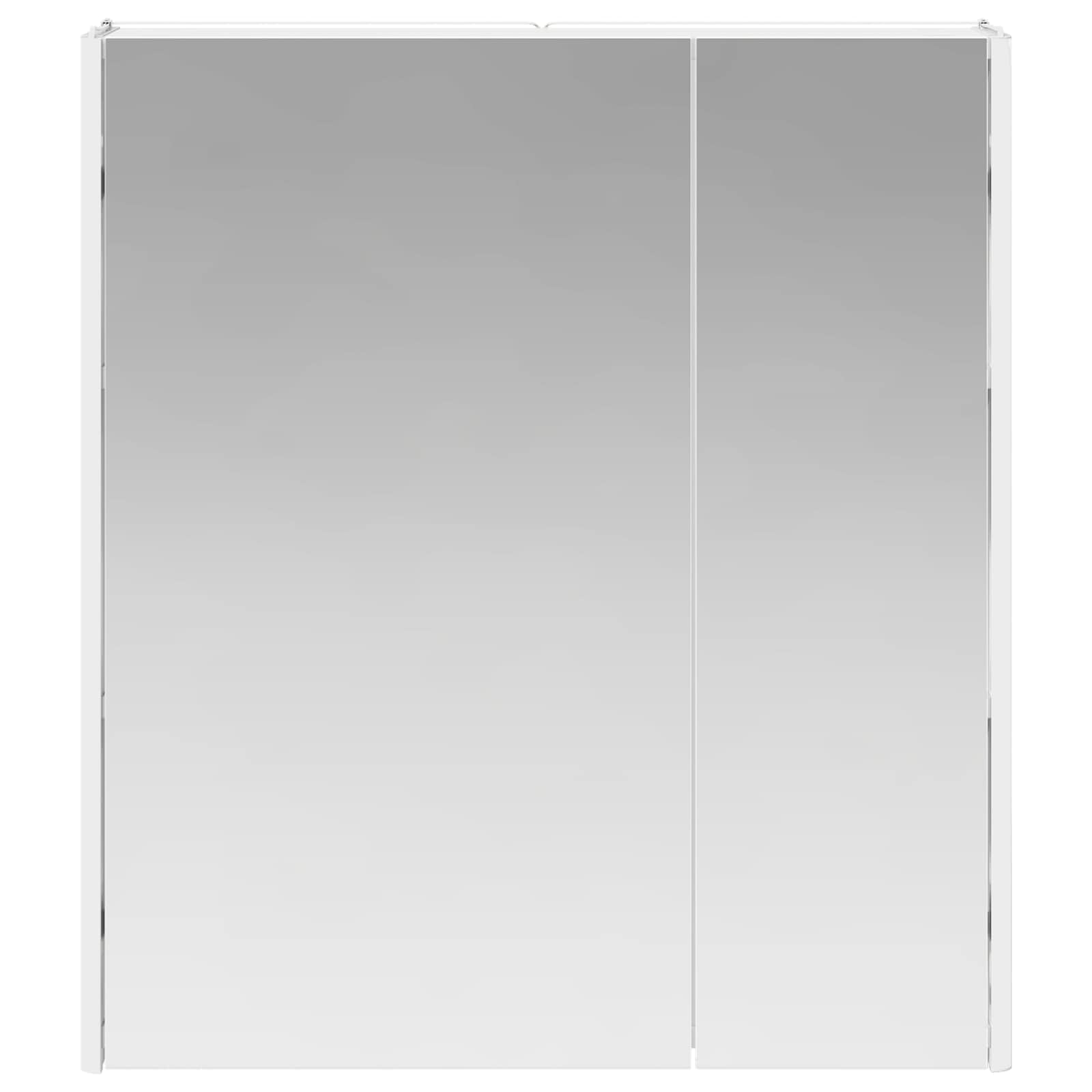 Szafka łazienkowa z lustrem biała z materiału drewnopochodnego 63,5 x 15,5 x 70 cm z oświetleniem LED, montaż na ścianie, schowek, regulowane regały, dwustronne lustro do łazienki i łazienki