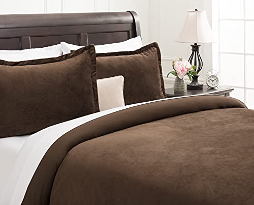 Chanasya Velour Velvet Duvet Cover Set - Duvet Cover (104” X 90”) & 2 Pillow Shams (20” X 36”) - 3-Piece Set - Mink, King Size #TOP1