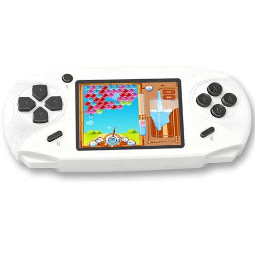 Beijue 16 Bit Handheld Games for Kids Adults 3.0'' Large Screen Preloaded 220 HD Classic Retro Video Games USB Rechargeable Seniors Electronic Game Player Birthday Xmas Present (White)