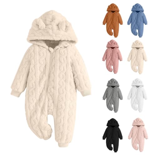 Newborn Baby Bear Suit Fleece Romper Snowsuit Hooded Romper Snowsuit 0-12M - image 1
