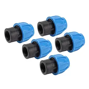 Ubersweet Plumbing Fittings, Female Thread Multifunctional Pipe Quick Connector 5PCS Straight Through PE Plastic Low Resistance for PPR PVC Tube Connection (25xG3/4)
