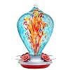 Muse Garden Hummingbird Feeders for Outdoors Hanging Hummingbird Gifts for Women Blown Glass Hummingbird Feeder Garden Decor Backyard Decor Unique Gardening Gifts for Older Women 34OZ Comet