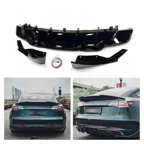 Difusor trasero Tesla Model 3 estilo fibra carbono con acabado premium para paragolpes 2017-2023 7