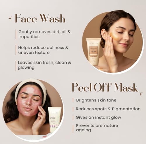 Image of Glamveda Glutathione 6-Step Skincare Kit | Face Wash, Peel-Off Mask, Serum, Cream, Sunscreen & Under Eye Cream | Skin Brightening Routine for Even-Toned & Radiant-Looking Skin
