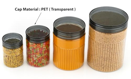 Image of Polypropylene Pet Food Storage Containers Set With Airtight Lids, Kitchen Organisation Jars For Pasta, Spices, Dry Goods, Stackable (12 Pcs BLACK)