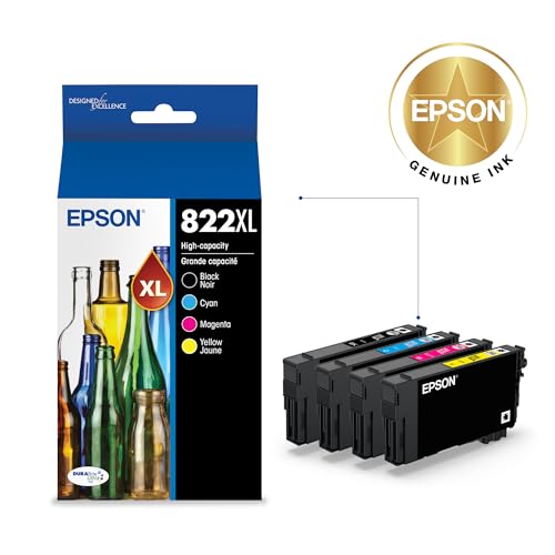 Image of Epson 822XL Genuine High Capacity Pigment Ink Cartridge 4-Pack T822XL-XCS