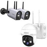 2K Security Camera Outdoor Wireless WiFi with 360° PTZ, ZUMIMALL Battery Powered Wireless Cameras fo