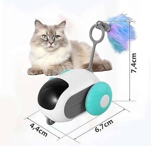 Carrinho Pet Interativo Elétrico USB, Brinquedo Pet com Sensor de Movimento e Pena