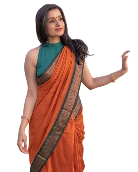 Image of UNIQUE QUEENS Women's Kanjivaram Cotton Silk Saree South Indian Paithani Sari | gadwal cotton sarees with Zari Border and Blouse Piece - Suitable For All Indian Occasions and Festivals 1085