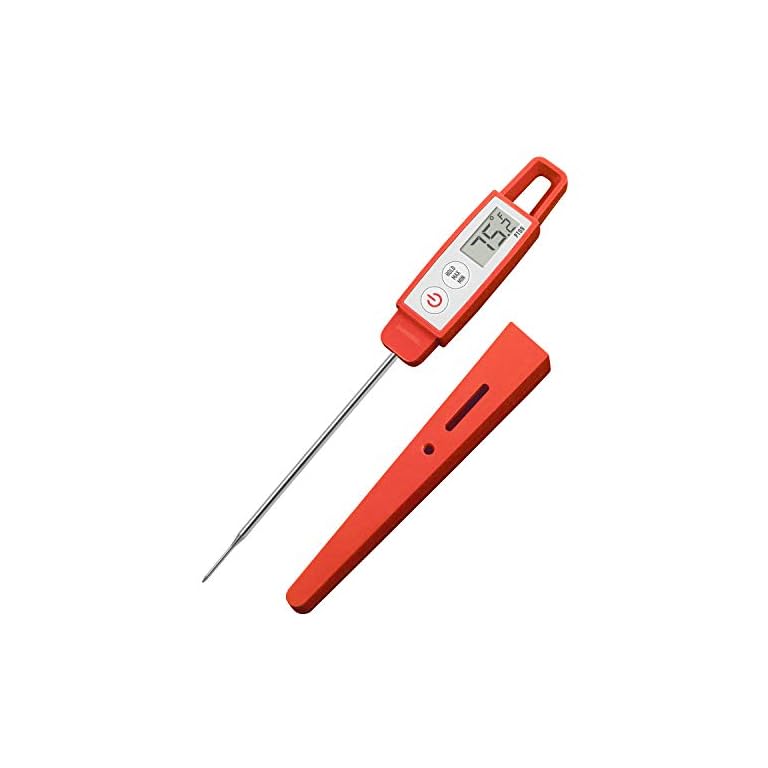 PT09 Super-Quick Commercial Grade Digital Thermometer for Cooking, Meat, Candy, Candle, Liquid, Oil, 4.5" Compact Probe, Splash Proof, °C/°F Toggle, Hold Function - Sambal