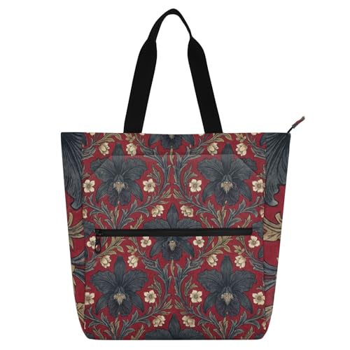 Bolsa de libros de William Morris: diseño orquídea negra impermeable para escuela y compras