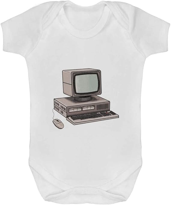 Azeeda Baby,Clothing,Baby Boys 0-24m,Bodysuits & One-Pieces,Bodysuits Azeeda 3-6 Month 'Retro Computer' Baby Grow/Bodysuit (GR00088859)