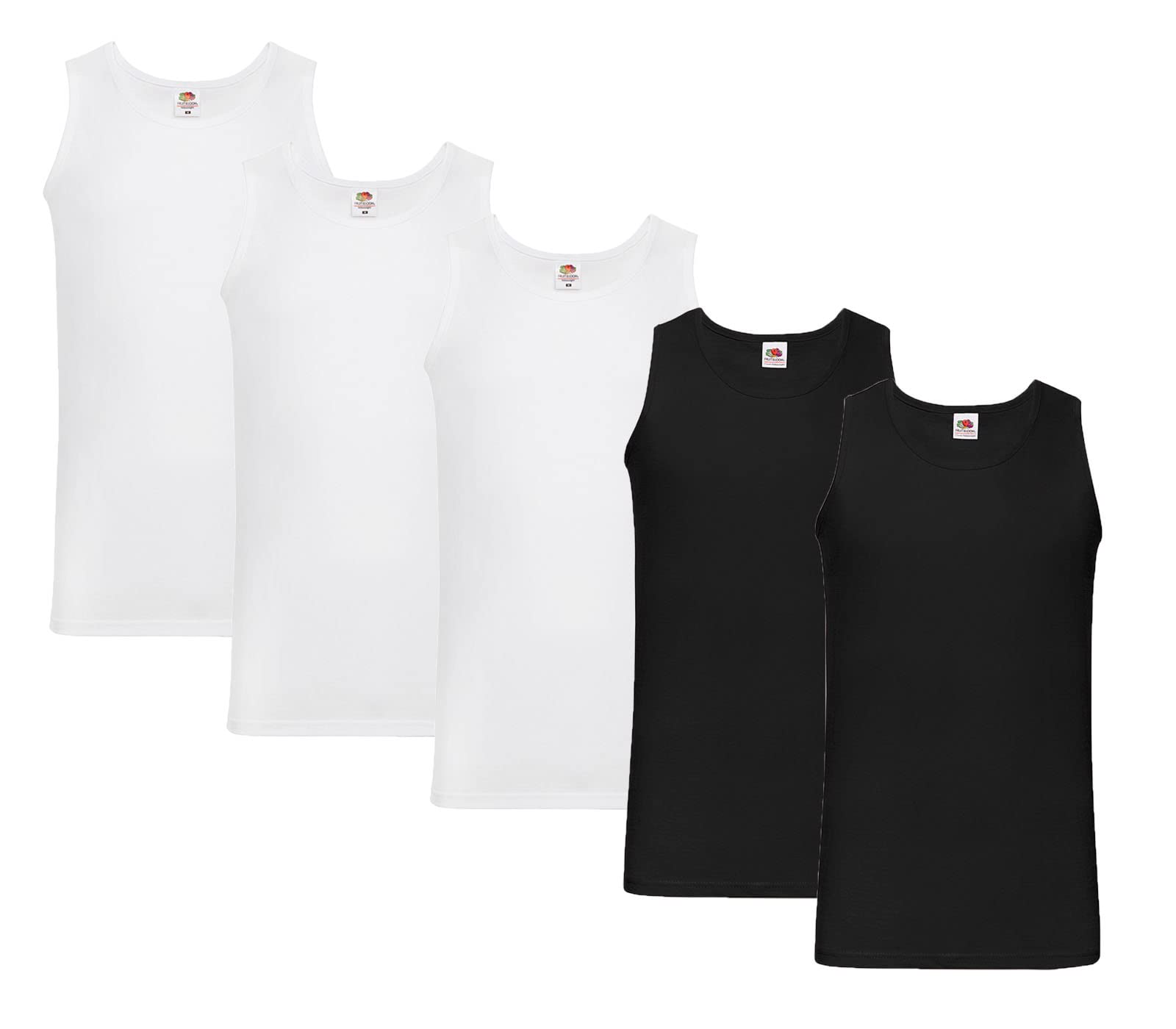 Fruit of the Loom Herren Unterhemd (5erPack) (XXL, 3xWeiss 2xSchwarz + 1 HL Kauf Notizblock)