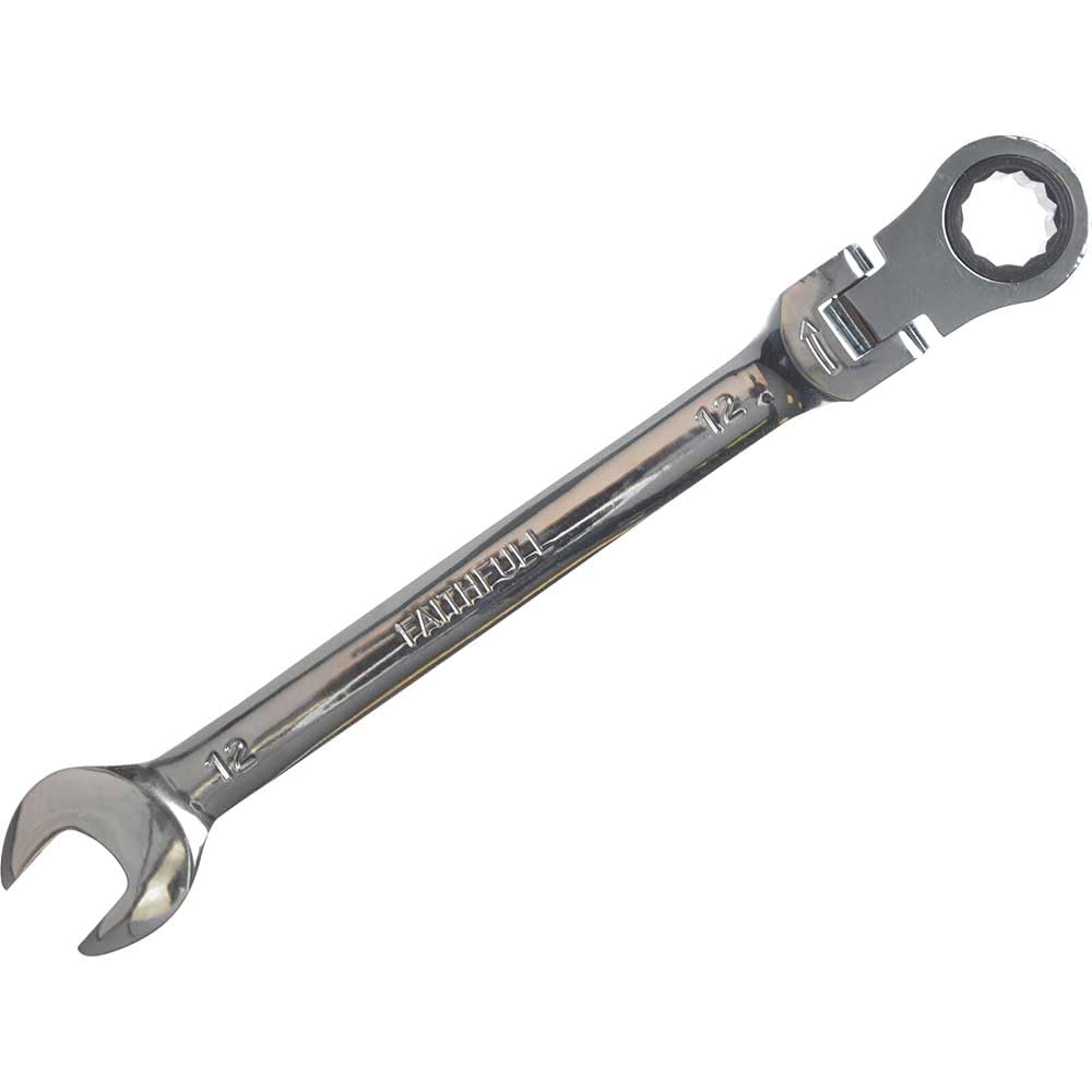 Faithfull Ratchet Combination Spanner Flex Head - 12mm - Silver