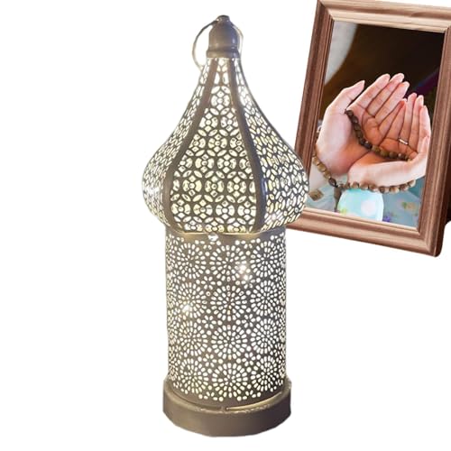 Lampe de bureau marocaine - Lanternes du temple marocain, lampe de lanterne en fer | Lanterne de ferme vintage, ferme de table creux de la lampe de table sculptée creux de la lampe de fée décoration d