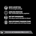 Panasonic Cordless Men's Beard Trimmer With Precision Dial, Adjustable 19 Length Setting, Rechargeable Battery, Washable…