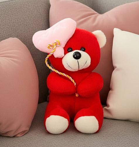 Image of Tickles I Love You Ballon Heart Teddy Soft Stuffed Plush Toy for Couples Boyfriend, Girlfriend, Wife & Husband Valentine Gift (Size: 45 cm Color: Red)