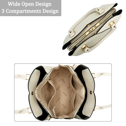 Image of KKXIU Triple Compartments Purses and Handbags for Women Fashion Ladies Satchel Shoulder Top Handle Bag