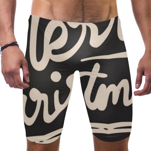Happy Christmas Swimsuit for Men & Boys,Competition Lap Swim Suit, Square Leg Endurance Training Multicoloured