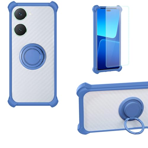 jioeuinly Case Compatible for Vivo Y36t 4g Phone Case Cover PC backplane + Silicone Soft Frame Cover [360 Metal Ring, Magnetic Car Mount] CSKB-LAN