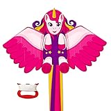 Large Kites for Kids Adults, Big Unicorn Kite with 328FT String Easy to Fly Beach Kites Kids Pink...