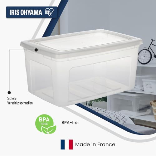 Iris Ohyama, Mehrzweck-Aufbewahrungsbox, 50L, 3er-Set, einfaches Verschließen, stapelbar, aus transparentem Kunststoff, für Kleidung… – Ansicht 3